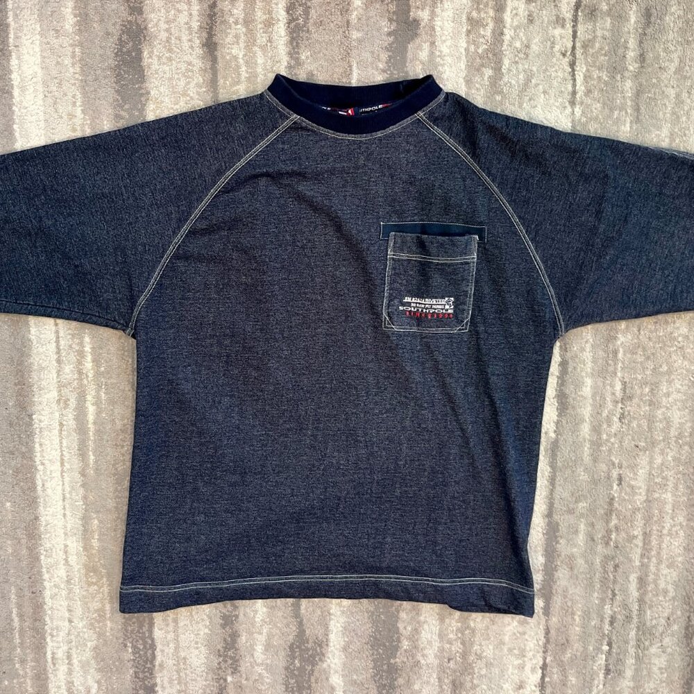Vtg SOUTHPOLE Short Sleeve Pullover XXL Denim Vintage 3D Raw Fit Baggy Hip Hop